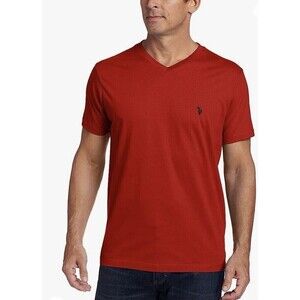 U.S. Polo Assn. Men's Solid V-Neck Short Sleeve T-Shirt Large Red New